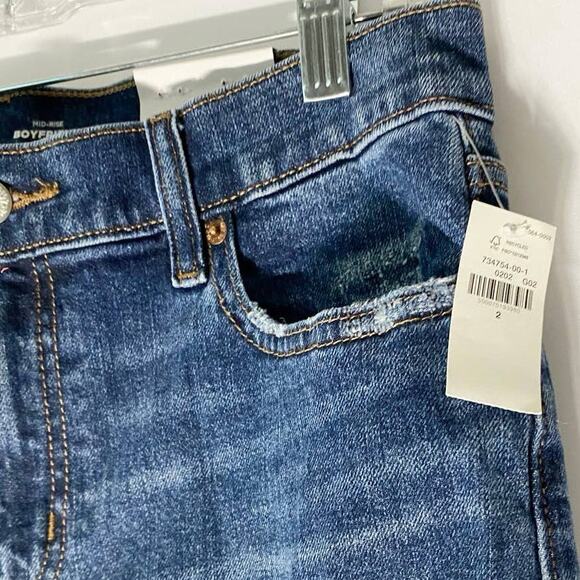Old Navy Womens Mid Rise Boyfriend Cutoff Jeans Straight Leg SZ 4 Distressed NWT - Picture 10 of 10